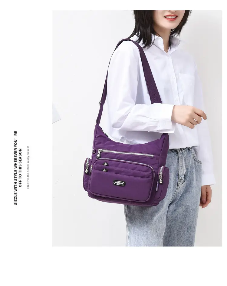 Purple Multi-Pocket Shoulder Crossbody Bag for Women — feature 12