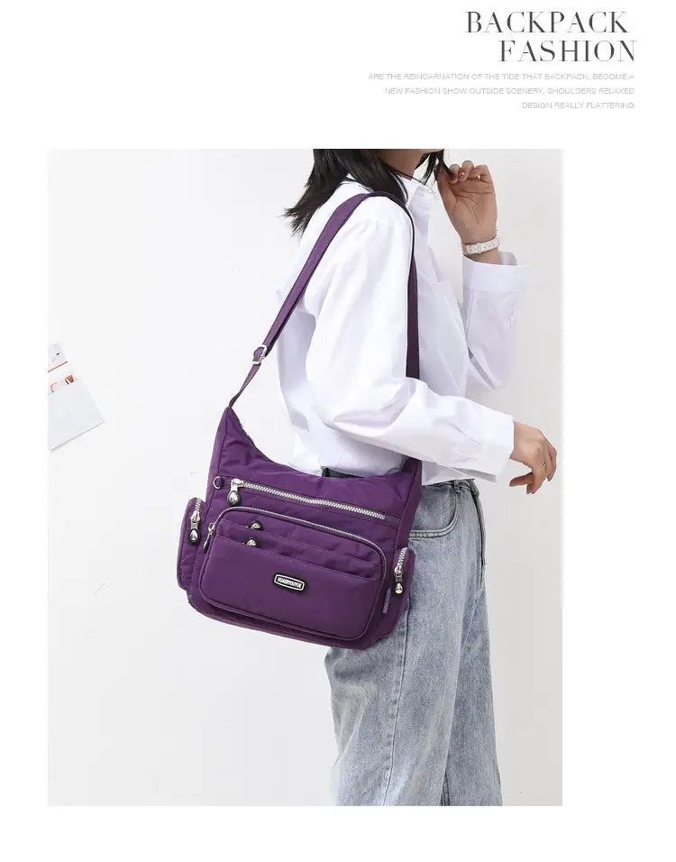 Purple Multi-Pocket Shoulder Crossbody Bag for Women — feature 13
