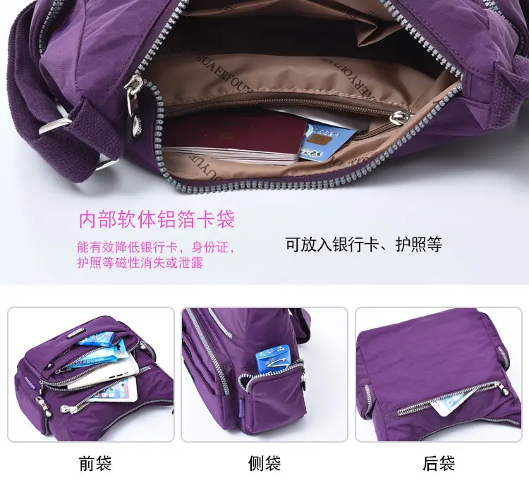 Purple Multi-Pocket Shoulder Crossbody Bag for Women — feature 7