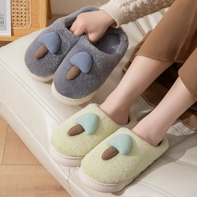Ins-Style Cute Cotton Slippers for Winter Home Use, Indoor and Outdoor Thick-Soled Non-Slip Warm Plush Autumn and Winter Couple Slippers - Image 7