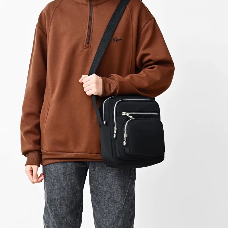 Purple Waterproof Unisex Shoulder Bag with Multiple Pockets - Image 6