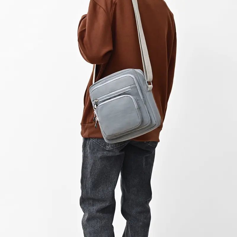 Purple Waterproof Unisex Shoulder Bag with Multiple Pockets - Image 7