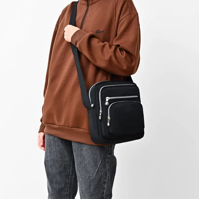 Purple Waterproof Unisex Shoulder Bag with Multiple Pockets - Image 9