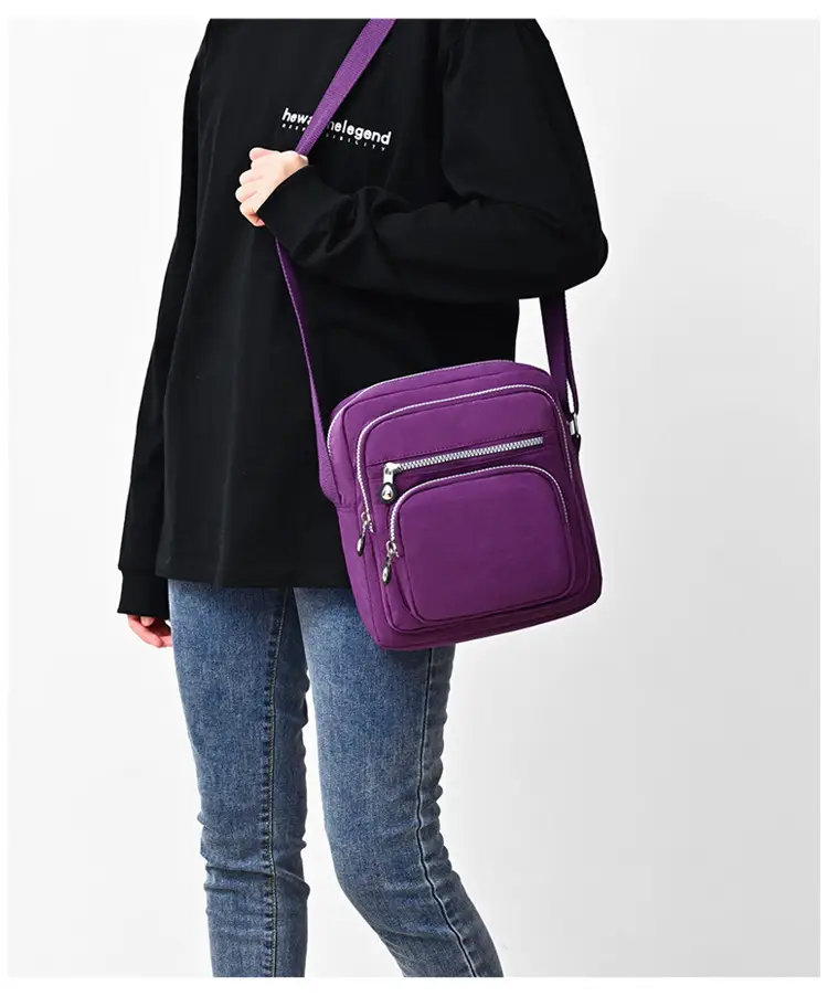 Purple Waterproof Unisex Shoulder Bag with Multiple Pockets — feature 12