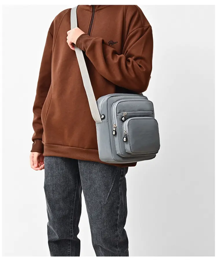 Purple Waterproof Unisex Shoulder Bag with Multiple Pockets — feature 16