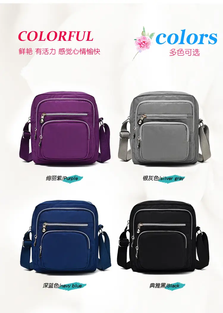 Purple Waterproof Unisex Shoulder Bag with Multiple Pockets — feature 2