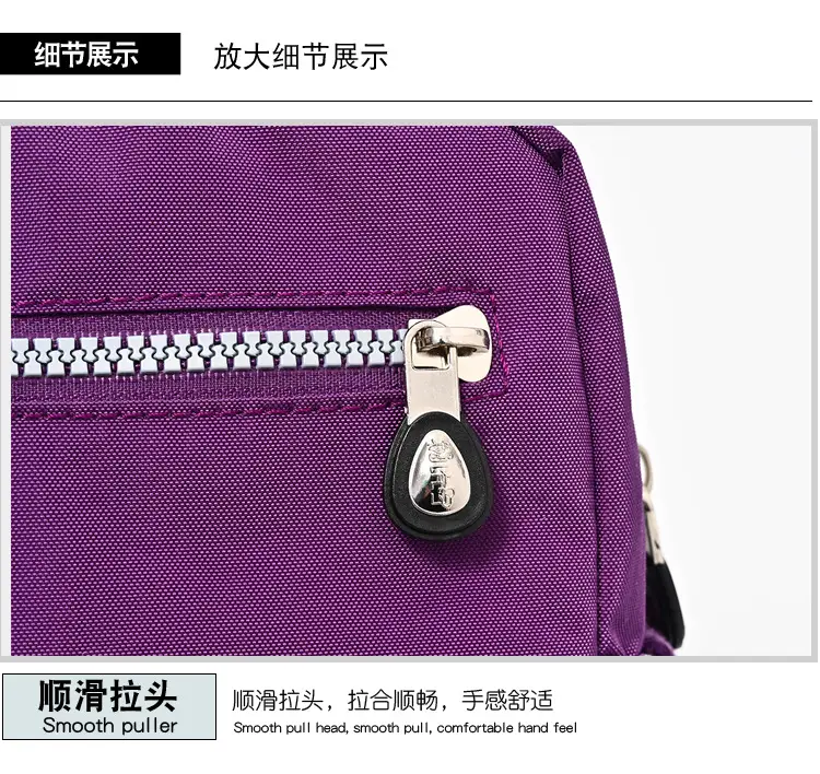 Purple Waterproof Unisex Shoulder Bag with Multiple Pockets — feature 22