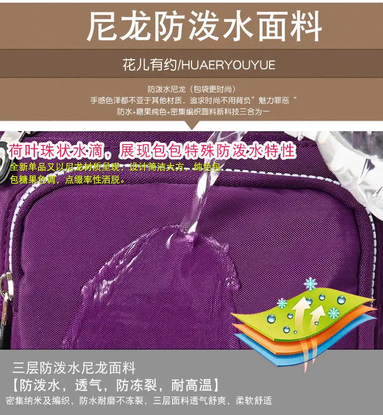 Purple Waterproof Unisex Shoulder Bag with Multiple Pockets — feature 3