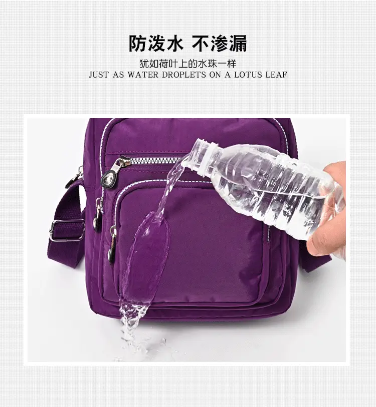 Purple Waterproof Unisex Shoulder Bag with Multiple Pockets — feature 4