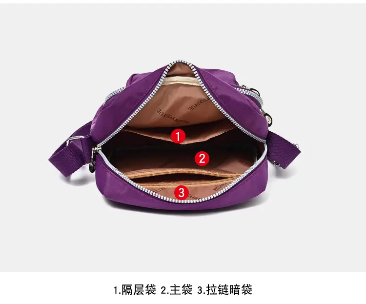 Purple Waterproof Unisex Shoulder Bag with Multiple Pockets — feature 7
