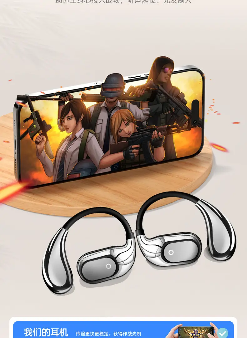 Bluetooth Headset Does Not Enter the Ear Bone Conduction True Wireless Bluetooth Headset 2025 New Ear Clip Ear Hanging Type Men's and Women's Sports — feature 14