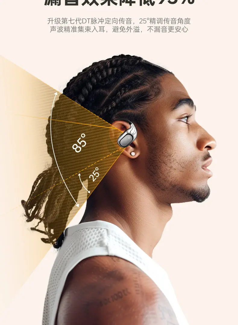 Bluetooth Headset Does Not Enter the Ear Bone Conduction True Wireless Bluetooth Headset 2025 New Ear Clip Ear Hanging Type Men's and Women's Sports — feature 9