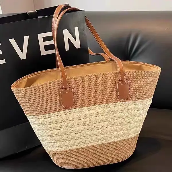 Women Woven Straw Beach Bag Large Capacity Shoulder Bag - Image 13