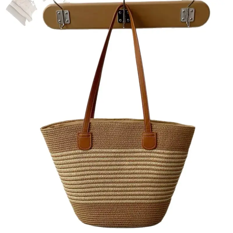 Women Woven Straw Beach Bag Large Capacity Shoulder Bag - Image 14