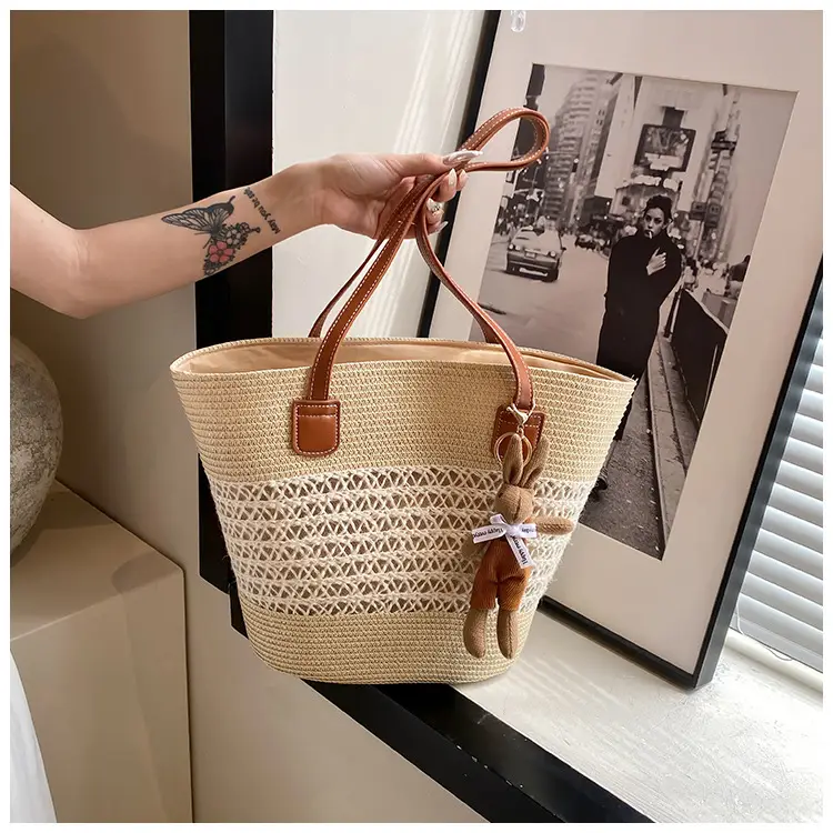 Women Woven Straw Beach Bag Large Capacity Shoulder Bag — feature 10