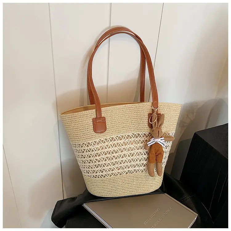 Women Woven Straw Beach Bag Large Capacity Shoulder Bag — feature 13