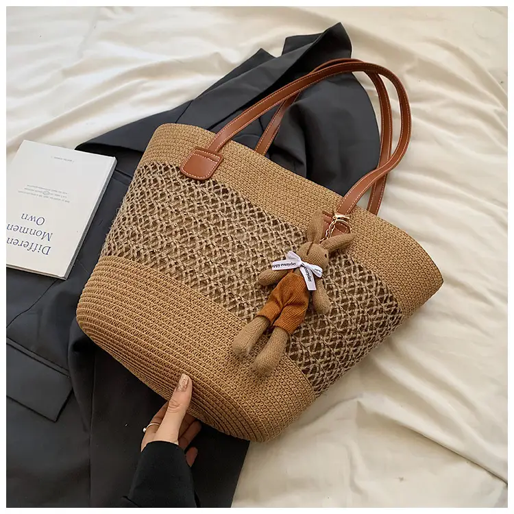 Women Woven Straw Beach Bag Large Capacity Shoulder Bag — feature 14