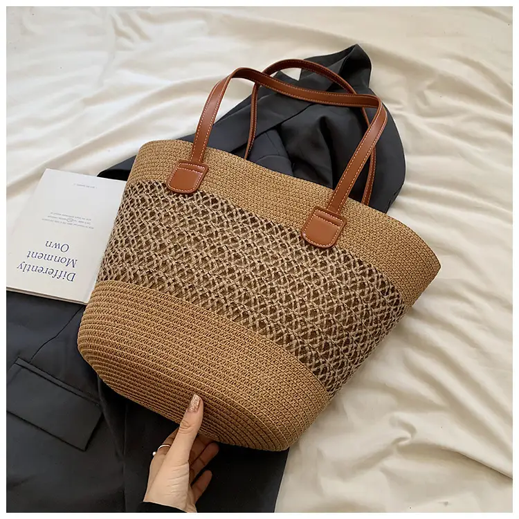 Women Woven Straw Beach Bag Large Capacity Shoulder Bag — feature 15