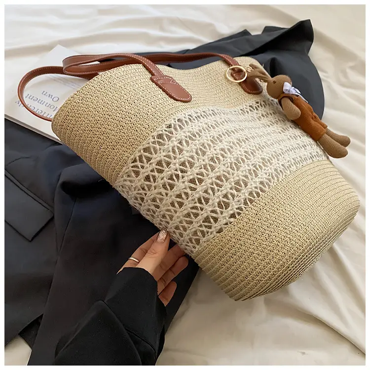 Women Woven Straw Beach Bag Large Capacity Shoulder Bag — feature 21