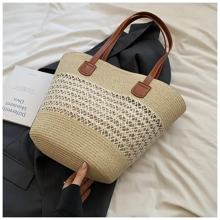 Women Woven Straw Beach Bag Large Capacity Shoulder Bag — feature 7