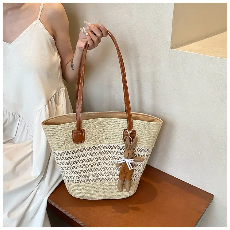 Women Woven Straw Beach Bag Large Capacity Shoulder Bag — feature 8