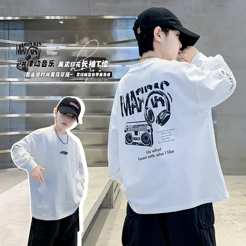 Boys White Long Sleeve Cotton T-Shirt 2025