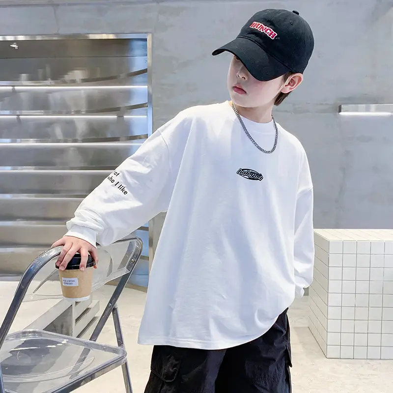 Boys White Long Sleeve Cotton T-Shirt 2025 - Image 5