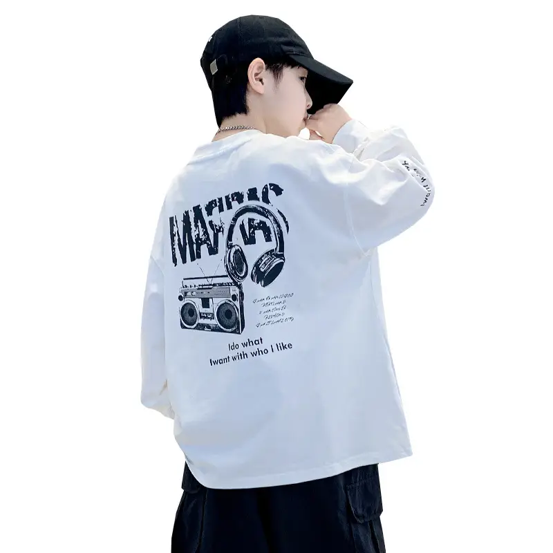 Boys White Long Sleeve Cotton T-Shirt 2025 - Image 6