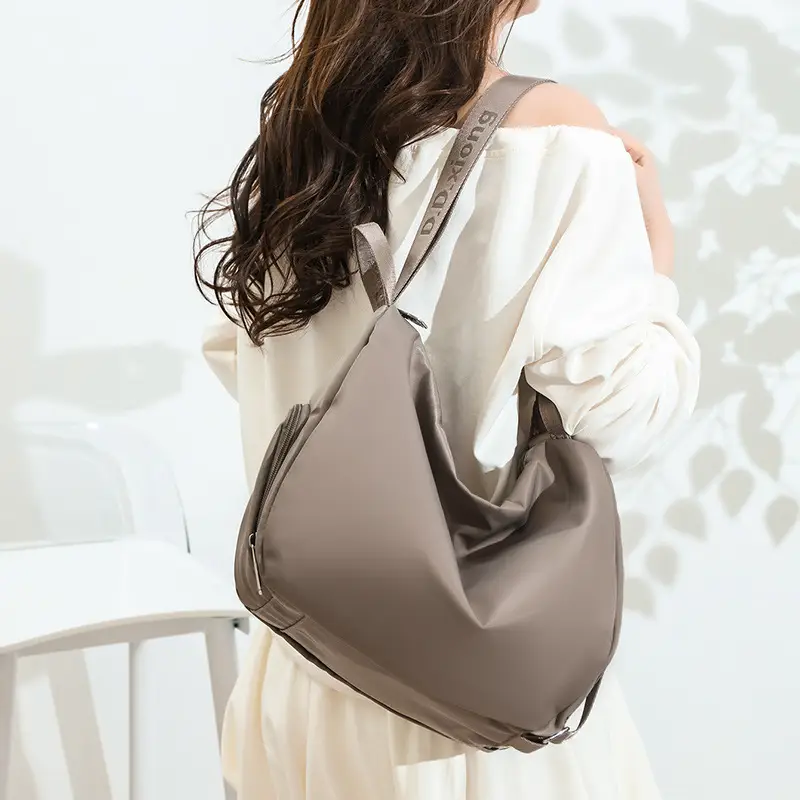 Beige One-Shoulder Crossbody Yoga Bag for Women