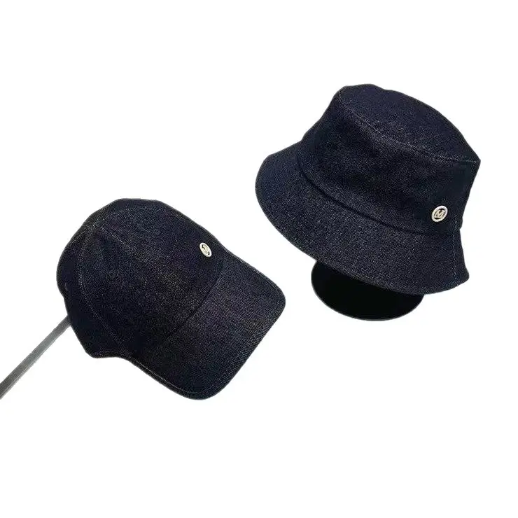 Women's Navy Blue Peaked Cap with Button - Image 7