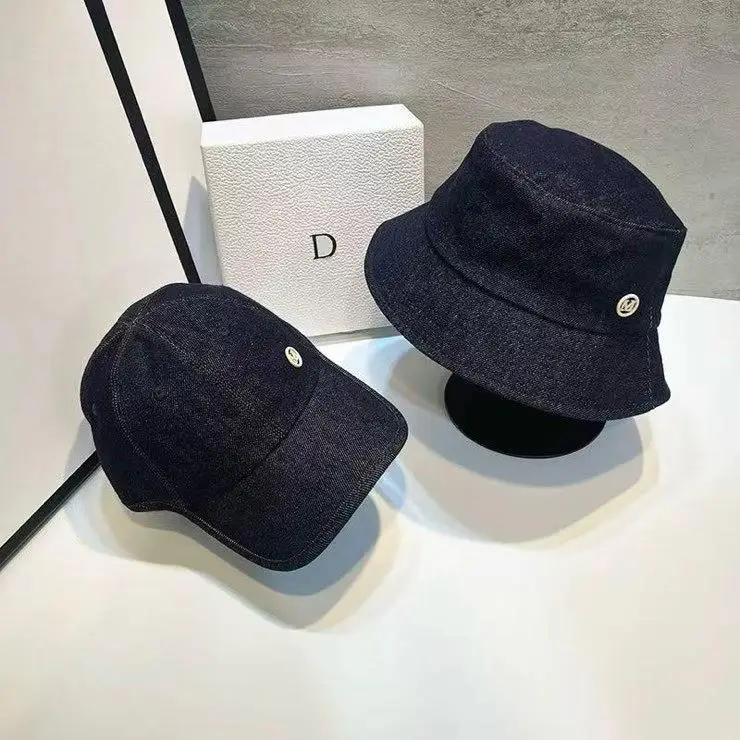 Women's Navy Blue Peaked Cap with Button — feature 8