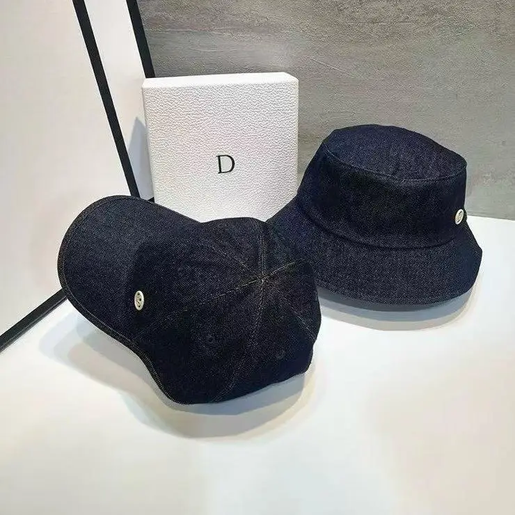 Women's Navy Blue Peaked Cap with Button — feature 9