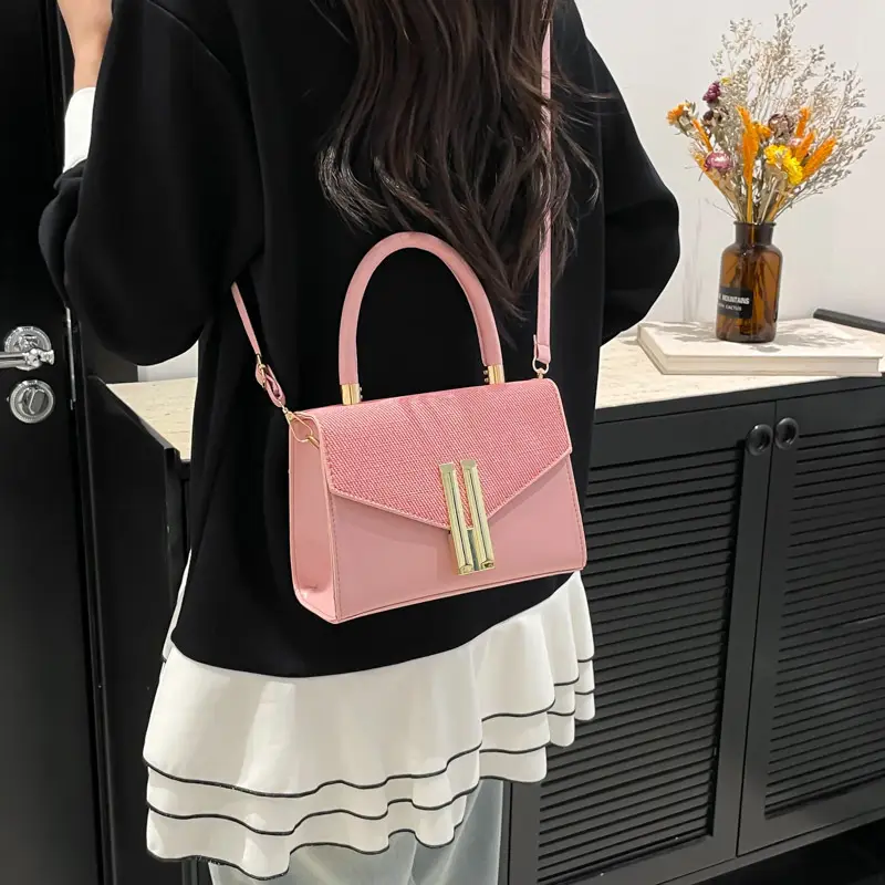 Green White Square Shoulder Bag for Women - Image 7