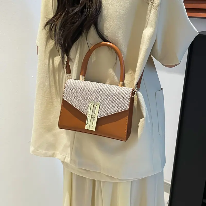 Green White Square Shoulder Bag for Women - Image 8
