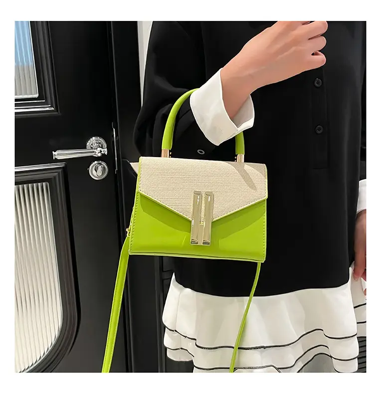Green White Square Shoulder Bag for Women — feature 20
