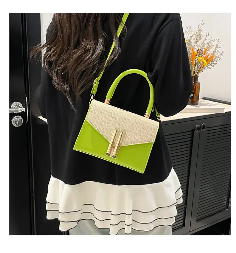 Green White Square Shoulder Bag for Women — feature 22