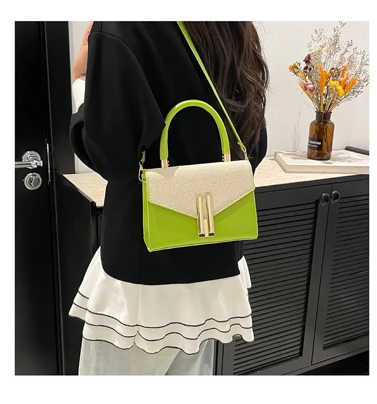 Green White Square Shoulder Bag for Women — feature 23