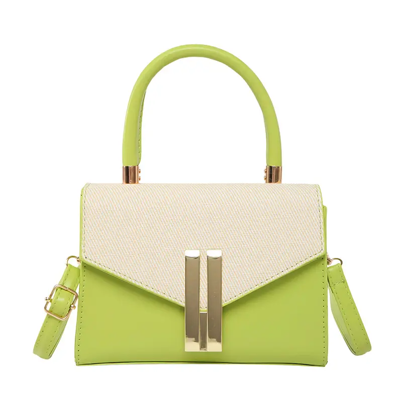 Green White Square Shoulder Bag for Women - Image 4