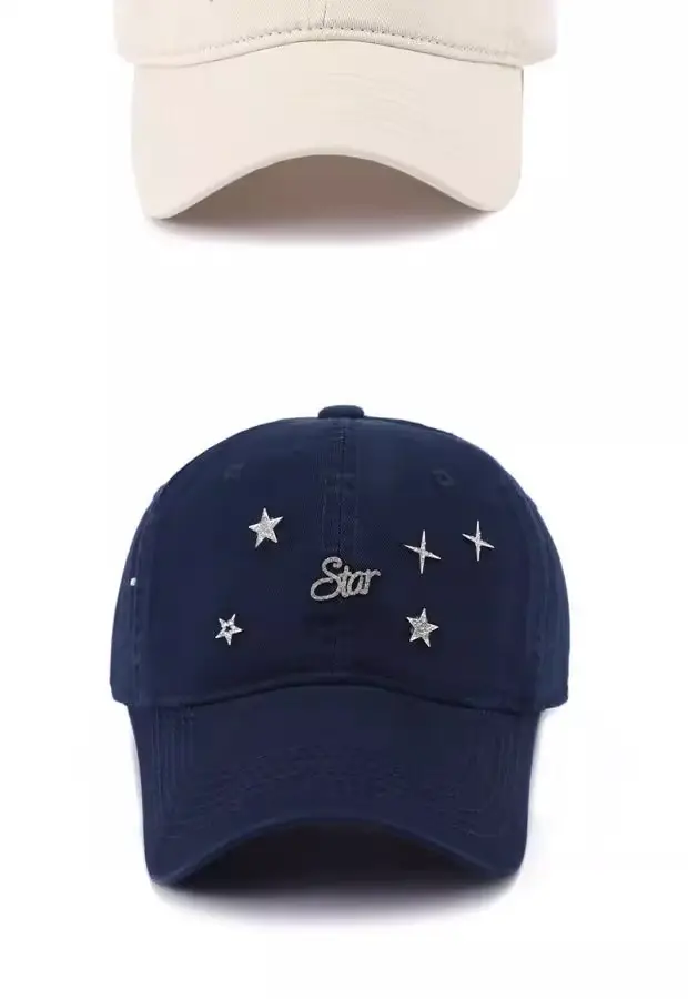 Women White Star Embroidered Baseball Cap — feature 5