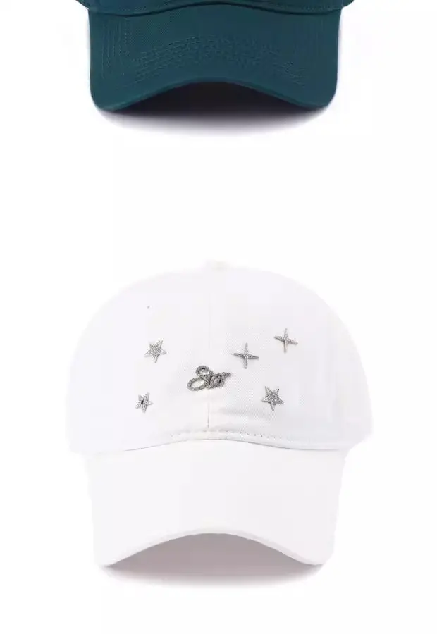 Women White Star Embroidered Baseball Cap — feature 7