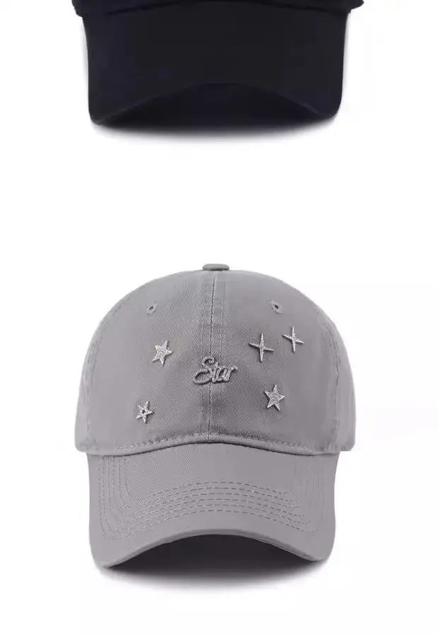 Women White Star Embroidered Baseball Cap — feature 9