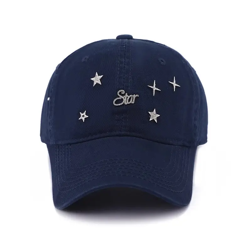 Women White Star Embroidered Baseball Cap - Image 2
