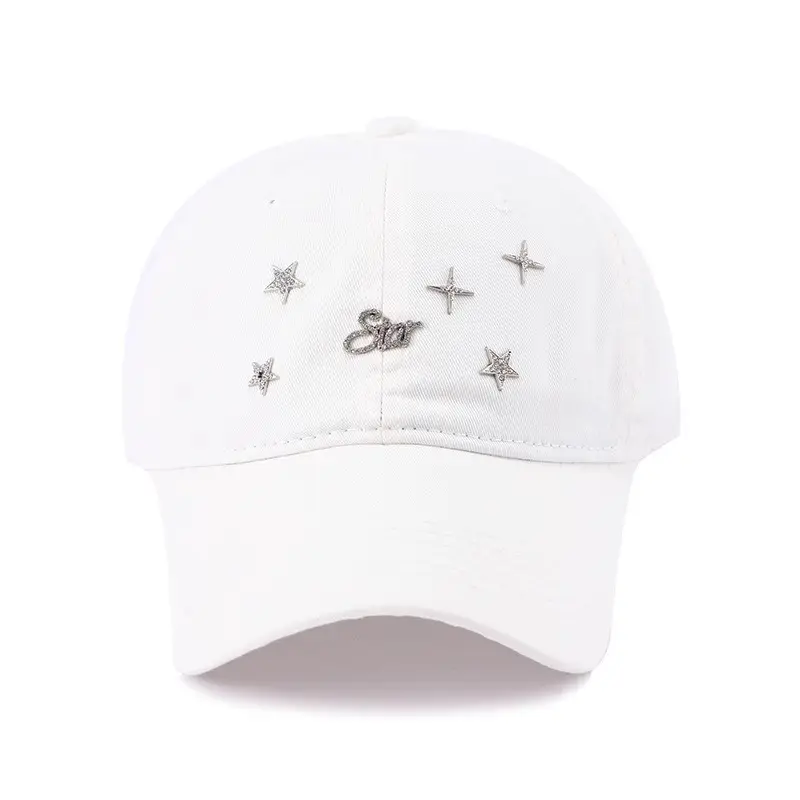 Women White Star Embroidered Baseball Cap - Image 5