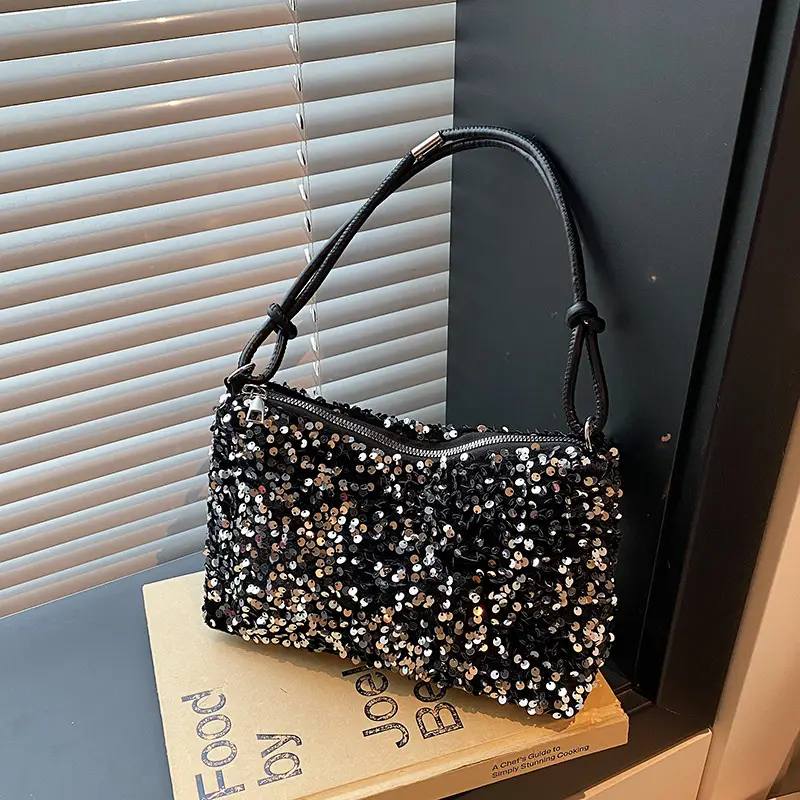 Black Sequin Crossbody Bag for Women 2025 - Image 4