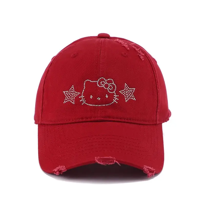 Hello Kitty Embroidered Black Baseball Cap for Women - Image 11