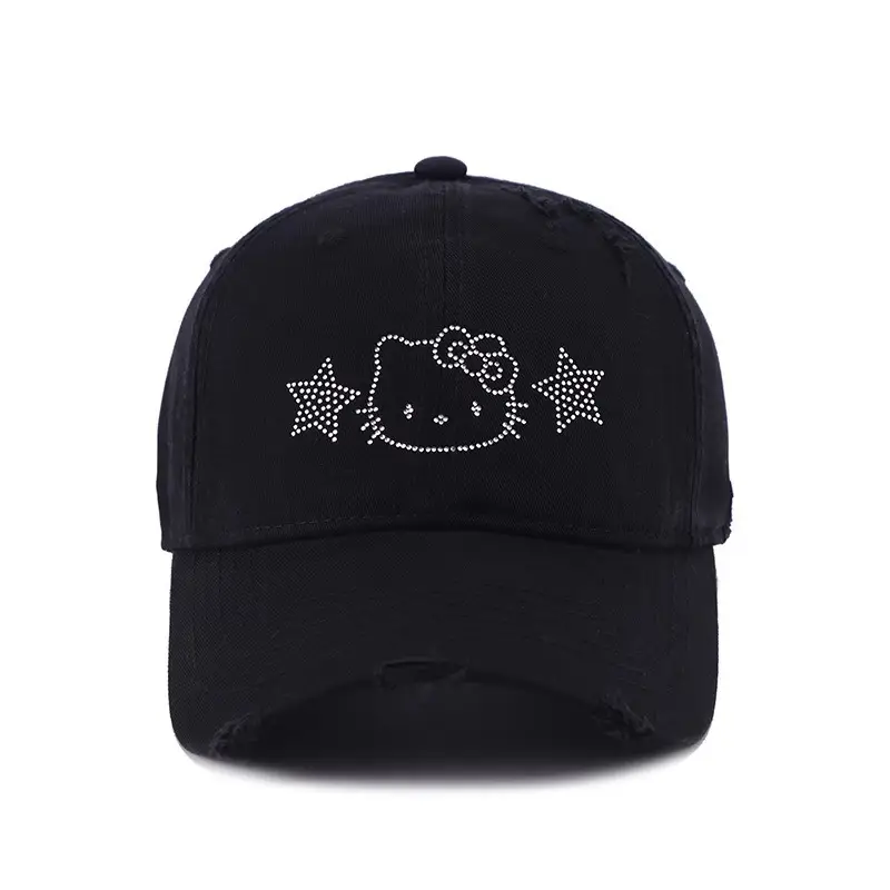 Hello Kitty Embroidered Black Baseball Cap for Women - Image 12