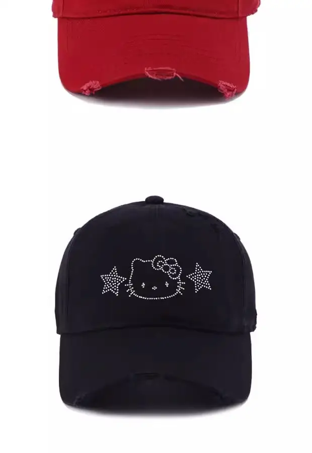 Hello Kitty Embroidered Black Baseball Cap for Women — feature 10