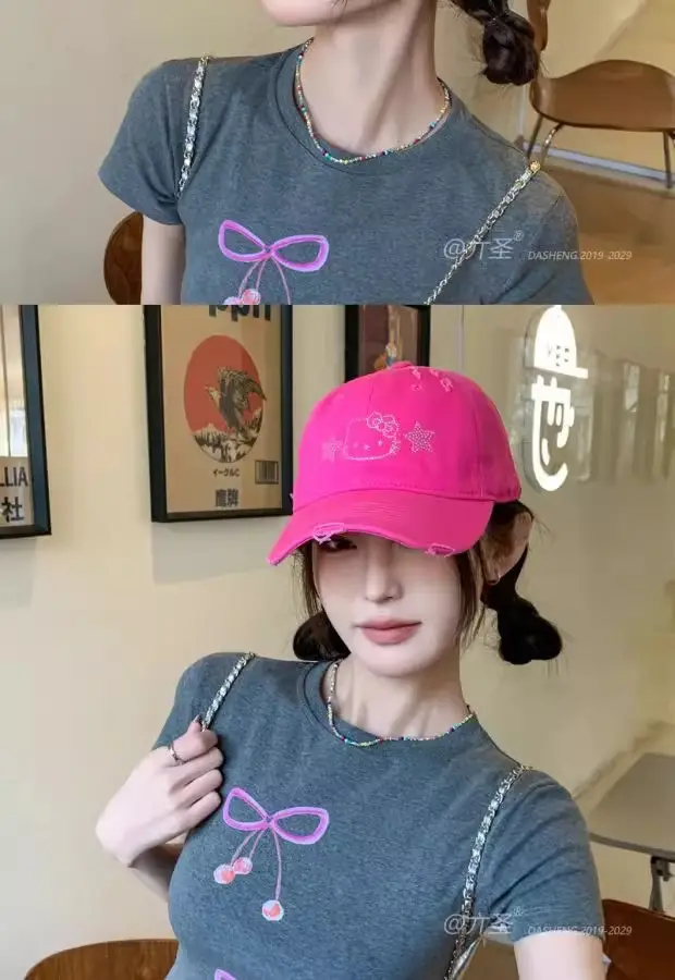 Hello Kitty Embroidered Black Baseball Cap for Women — feature 2