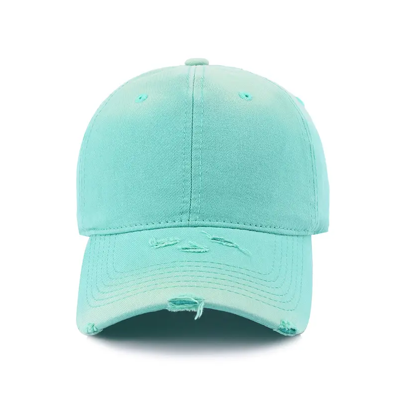 Women Distressed Duckbill Cap Mint Green Wide Brim — feature 5