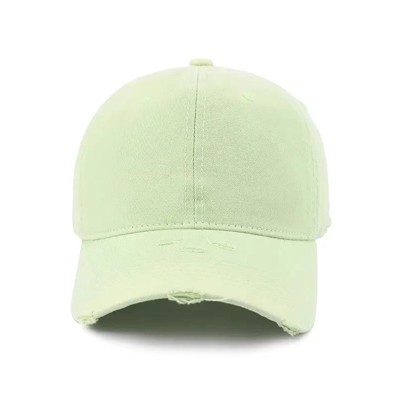 Women Distressed Duckbill Cap Mint Green Wide Brim